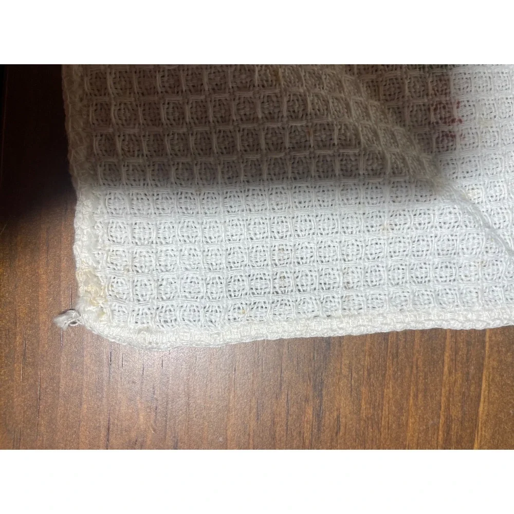 Vintage Leshner Waffle Weave Cotton Kitchen Tea Towel Retro Floral Fruit Orange